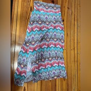 Tribal Print Maxi Skirt with Slit